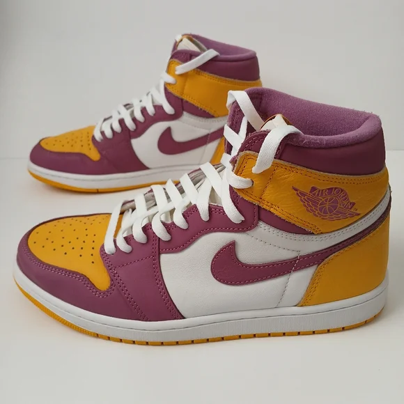 Nike Air Jordan 1 Retro High Og Purple and Yellow Sneakers Men's Size 10.5 - Picture 3 of 16